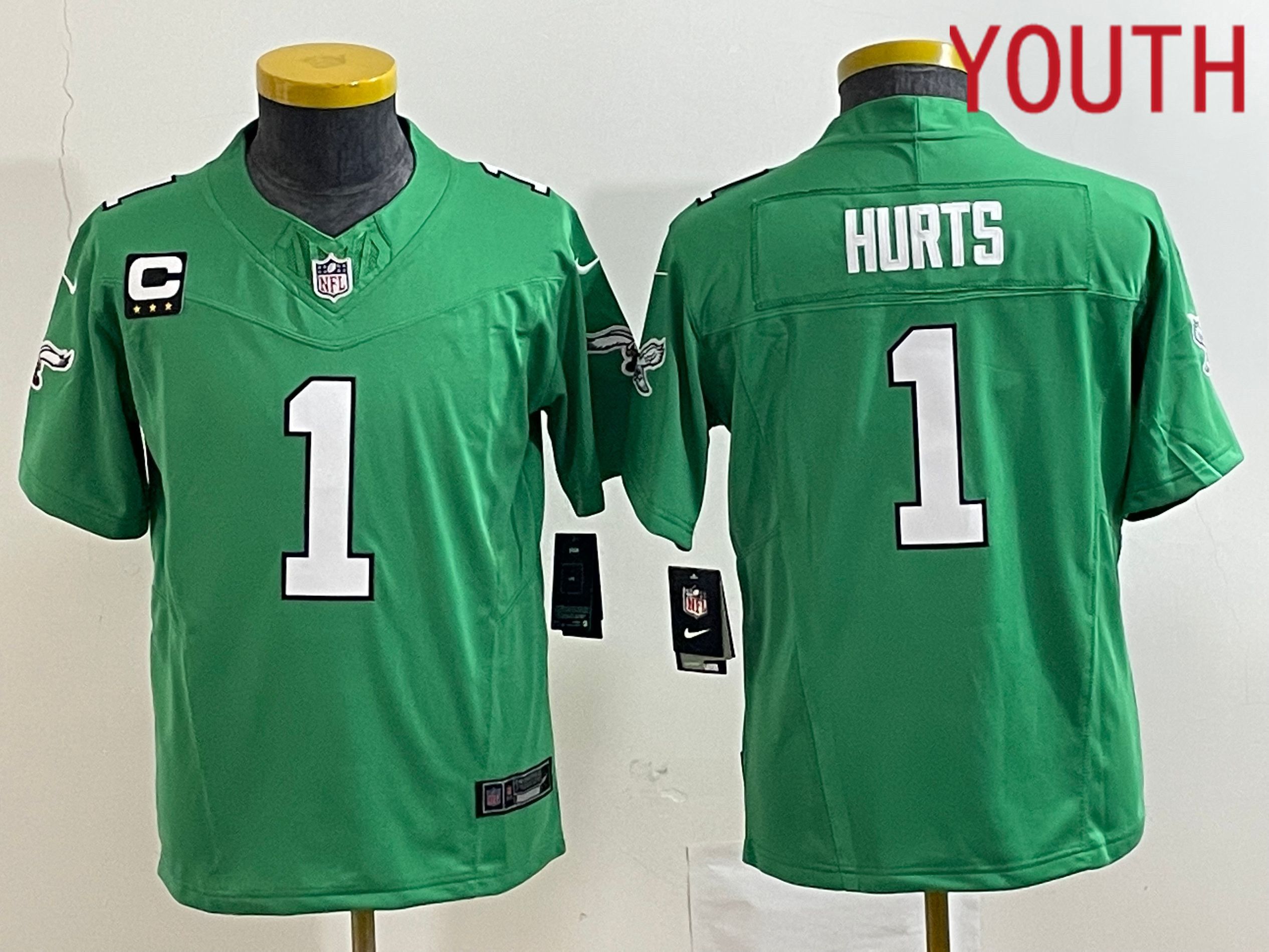 Youth Philadelphia Eagles #1 Hurts Green Nike Throwback Vapor Limited NFL Jerseys->youth nfl jersey->Youth Jersey